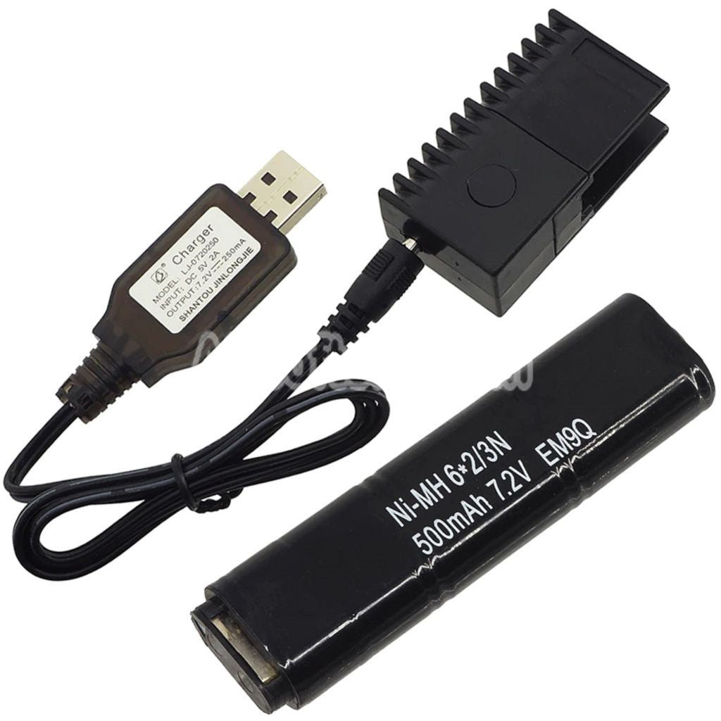 Airsoft CYMA 7.2V 500mAh Ni-MH Battery And USB Battery Charger For CYMA AEP Series