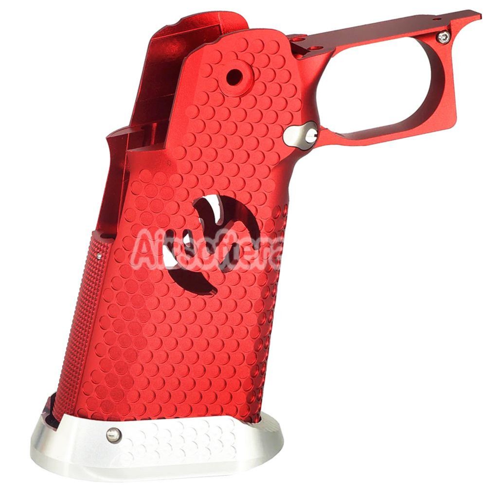 Airsoft 5KU CNC Aluminum Grip Infinity Style Type-3 For Tokyo Marui Hi-Capa 5.1 4.3 Series GBB Pistols Red/Silver