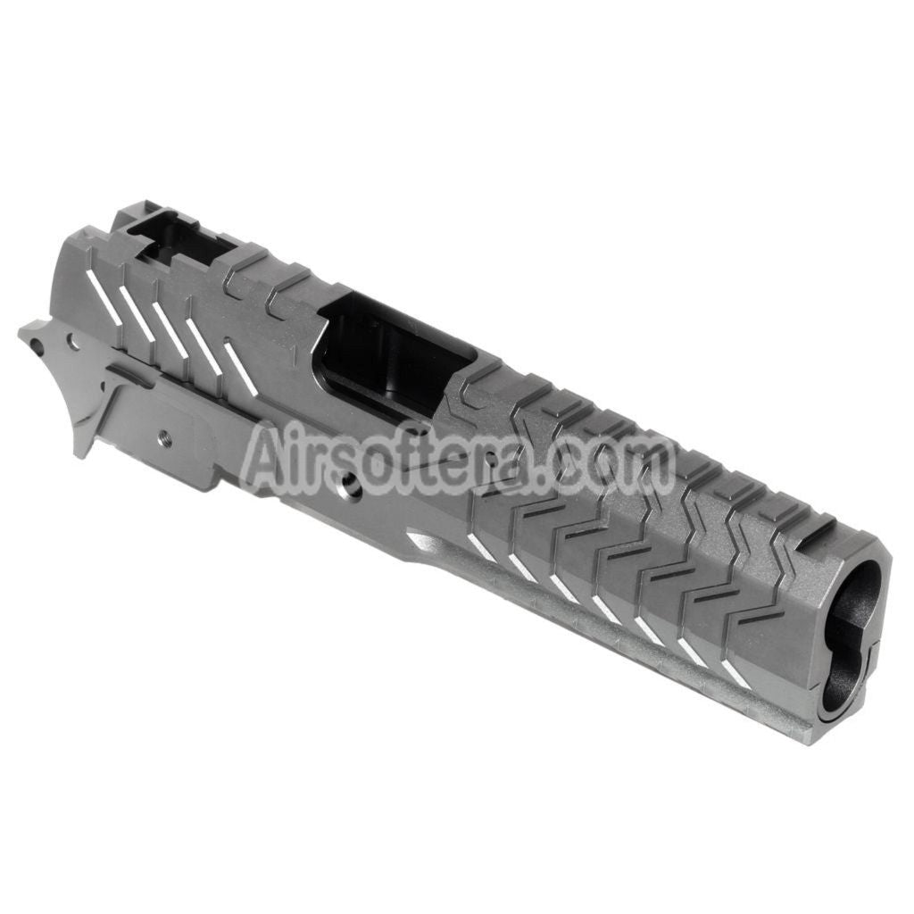 Airsoft 5KU CNC Aluminium Matrix Style Slide and Middle Frame Set For Tokyo Marui Hi-Capa Series GBB Pistols Grey