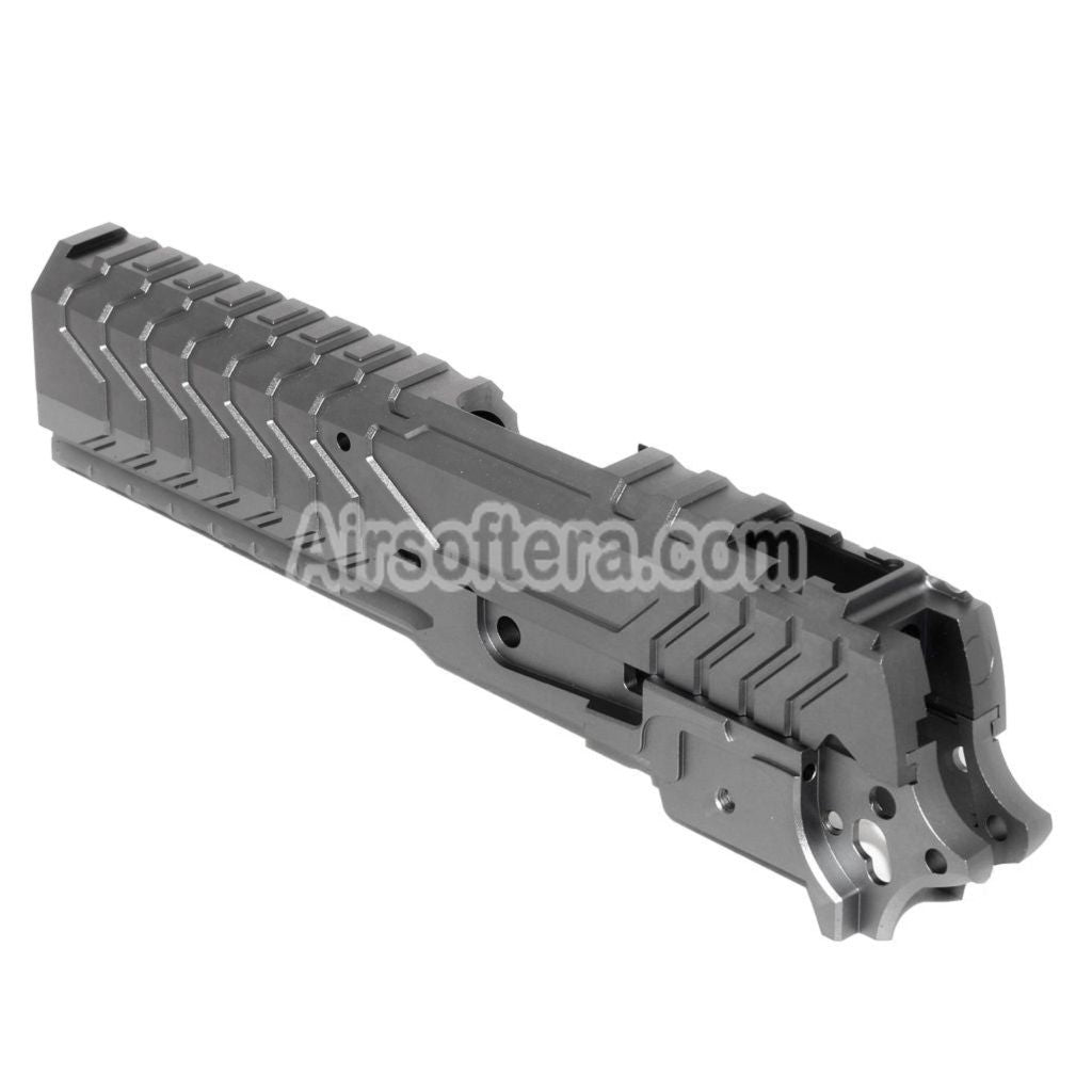 Airsoft 5KU CNC Aluminium Matrix Style Slide and Middle Frame Set For Tokyo Marui Hi-Capa Series GBB Pistols Grey