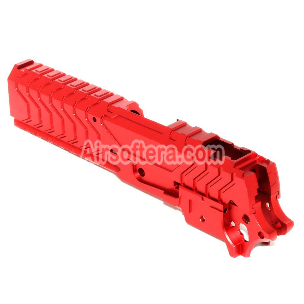 Airsoft 5KU CNC Aluminium Matrix Style Slide and Middle Frame Set For Tokyo Marui Hi-Capa Series GBB Pistols Red