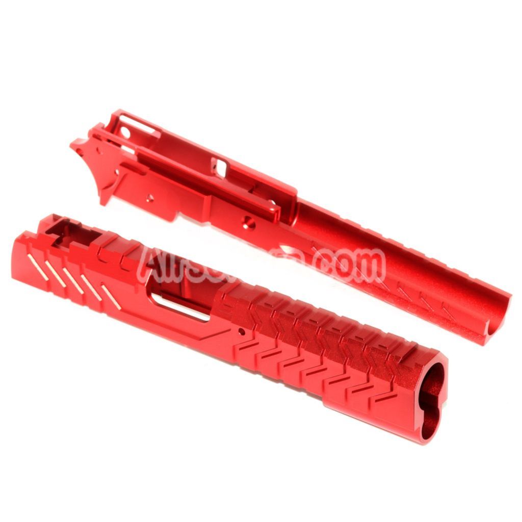 Airsoft 5KU CNC Aluminium Matrix Style Slide and Middle Frame Set For Tokyo Marui Hi-Capa Series GBB Pistols Red