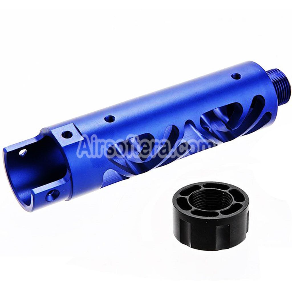 Narcos Airsoft CNC Aluminum Front Barrel Kit (Type 6) For Action Army AAP01 Series GBB Pistols Blue