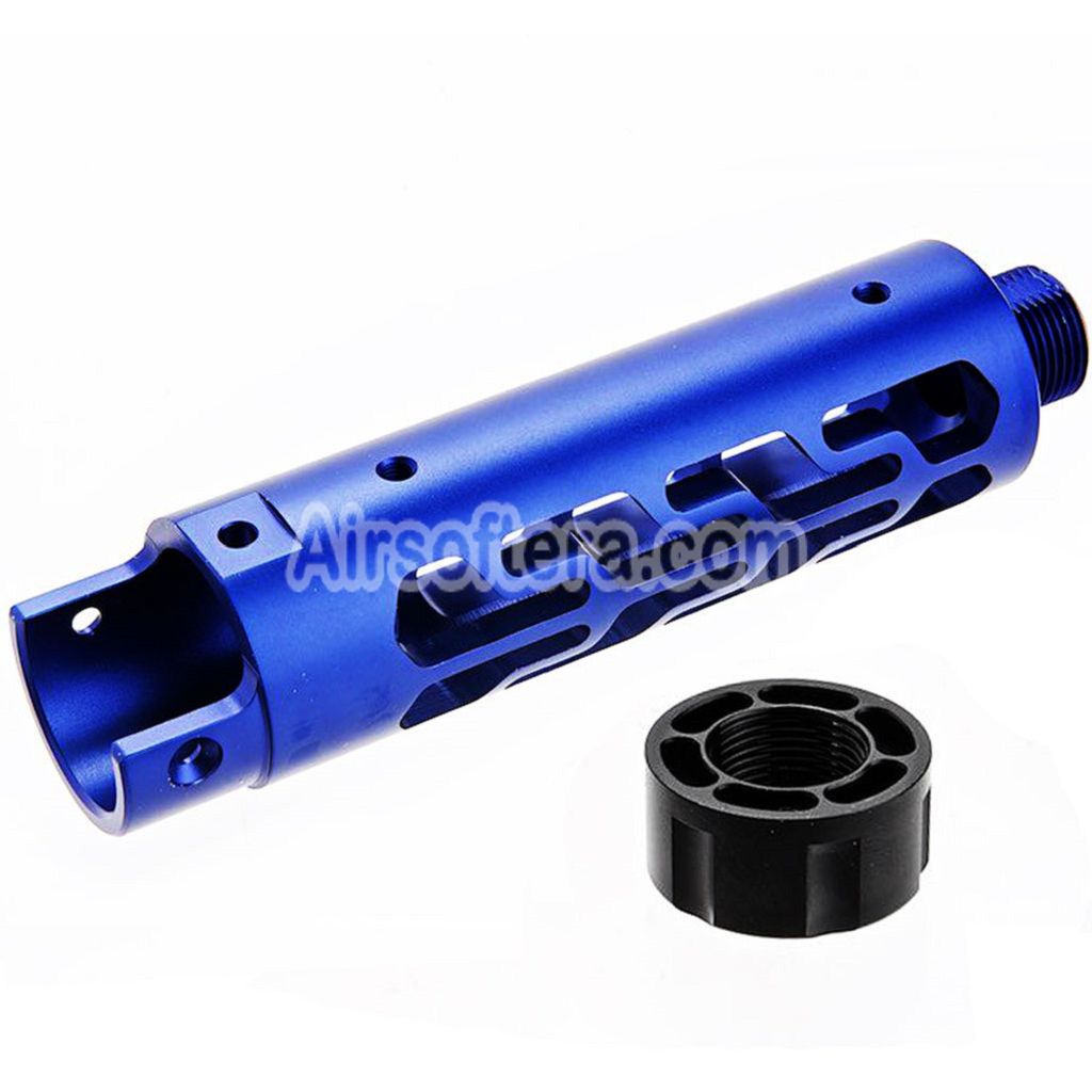 Narcos Airsoft CNC Aluminum Front Barrel Kit (Type 7) For Action Army AAP01 Series GBB Pistols Blue