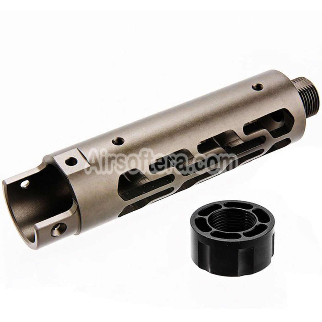 Narcos Airsoft CNC Aluminum Front Barrel Kit (Type 7) For Action Army AAP01 Series GBB Pistols Titanium Gray