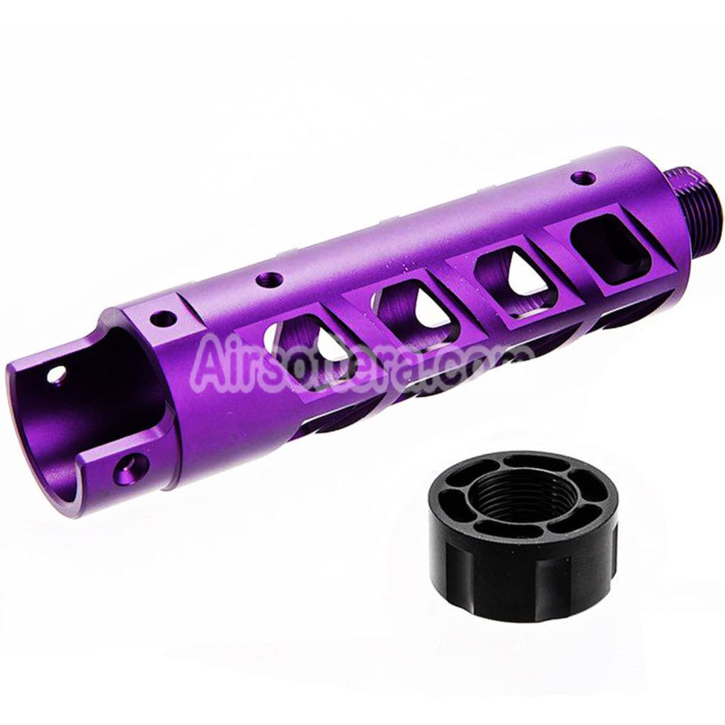 Narcos Airsoft CNC Aluminum Front Barrel Kit (Type 8) For Action Army AAP01 Series GBB Pistols Purple