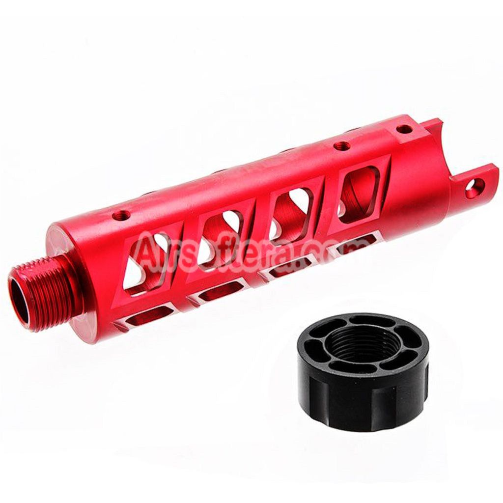 Narcos Airsoft CNC Aluminum Front Barrel Kit (Type 8) For Action Army AAP01 Series GBB Pistols Red