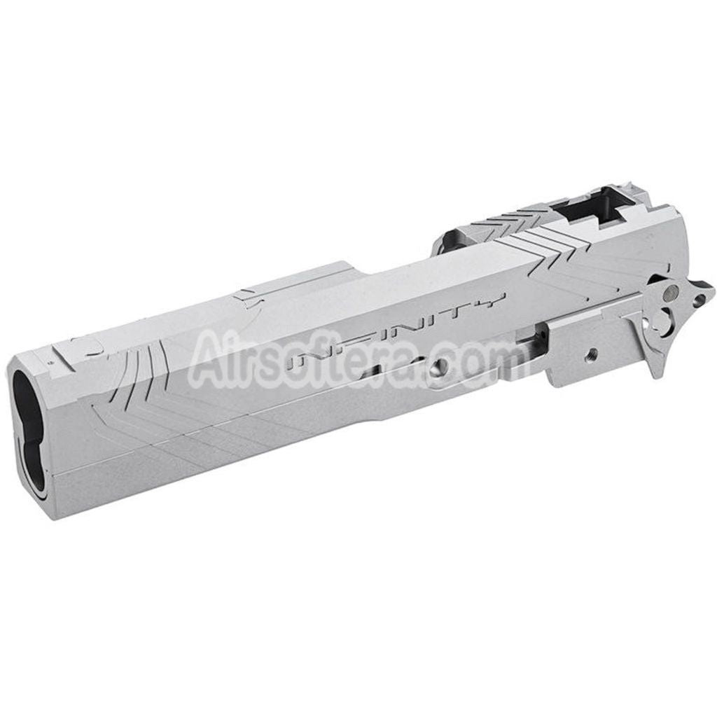 Airsoft Tiger Soul CNC Aluminum INF Venom Middle Frame Slide Set For Toyko Marui Hi-Capa Series GBB Pistols Silver