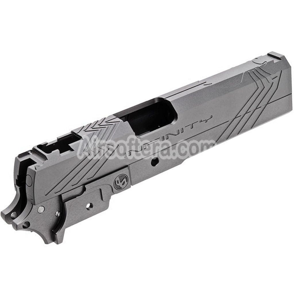 Airsoft Tiger Soul CNC Aluminum INF Venom Middle Frame Slide Set For Toyko Marui Hi-Capa Series GBB Pistols Grey