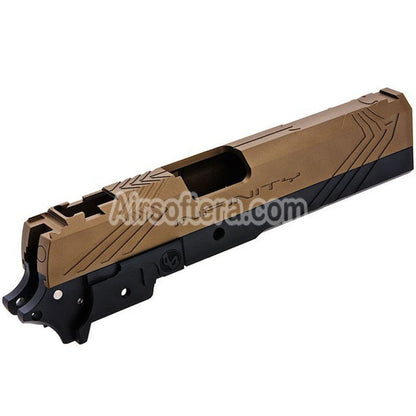 Airsoft Tiger Soul CNC Aluminum INF Venom Middle Frame Slide Set For Toyko Marui Hi-Capa Series GBB Pistols Black/Bronze