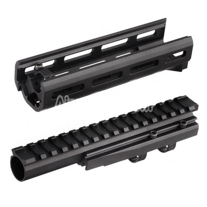 Airsoft Hephaestus 6.5" Inches 160mm CNC Aluminum M-LOK Handguard with 20mm Railed Gas Tube For GHK LCT AKS-74U Series AEG GBB Rifles