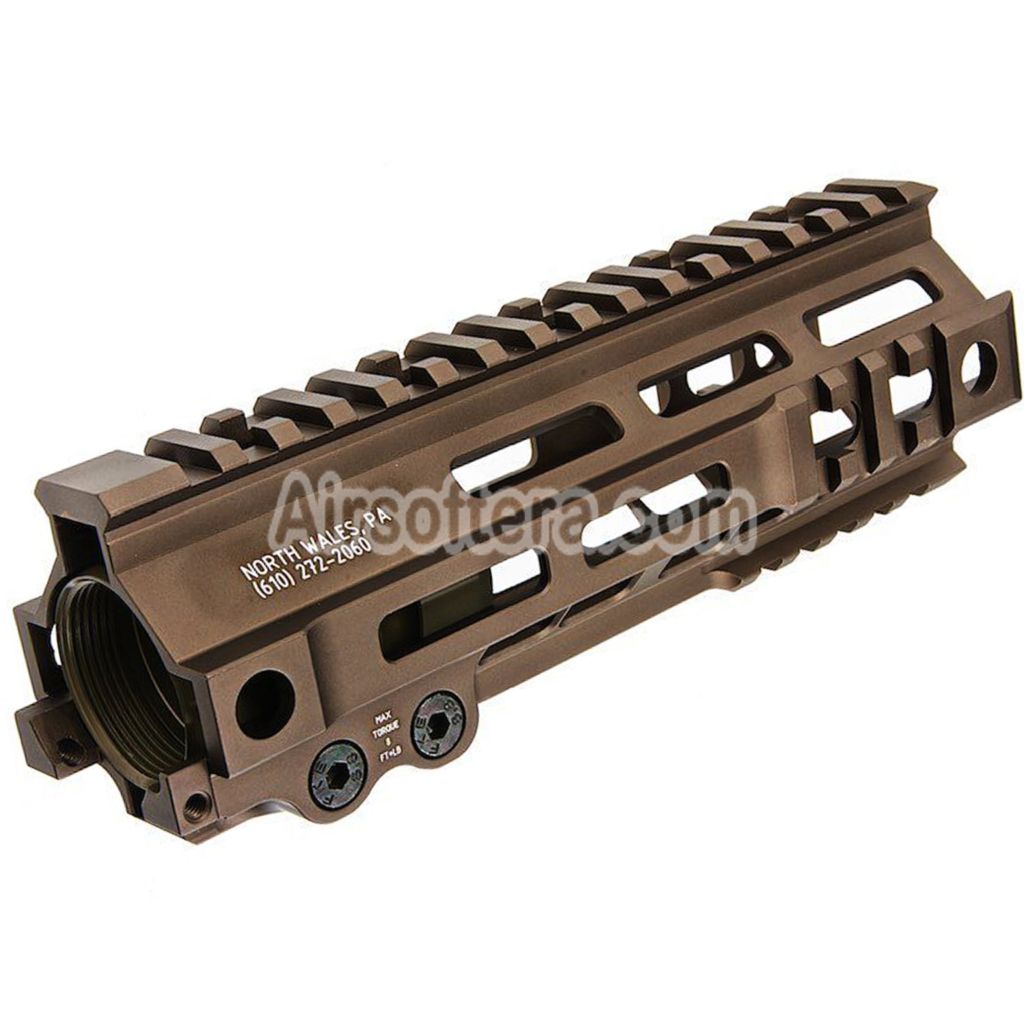 Airsoft Z-Parts Aluminum 185mm 7" Inches MK4 M-LOK Handguard Rail System with Barrel Nut For GHK M4 Series GBB Rifles Tan