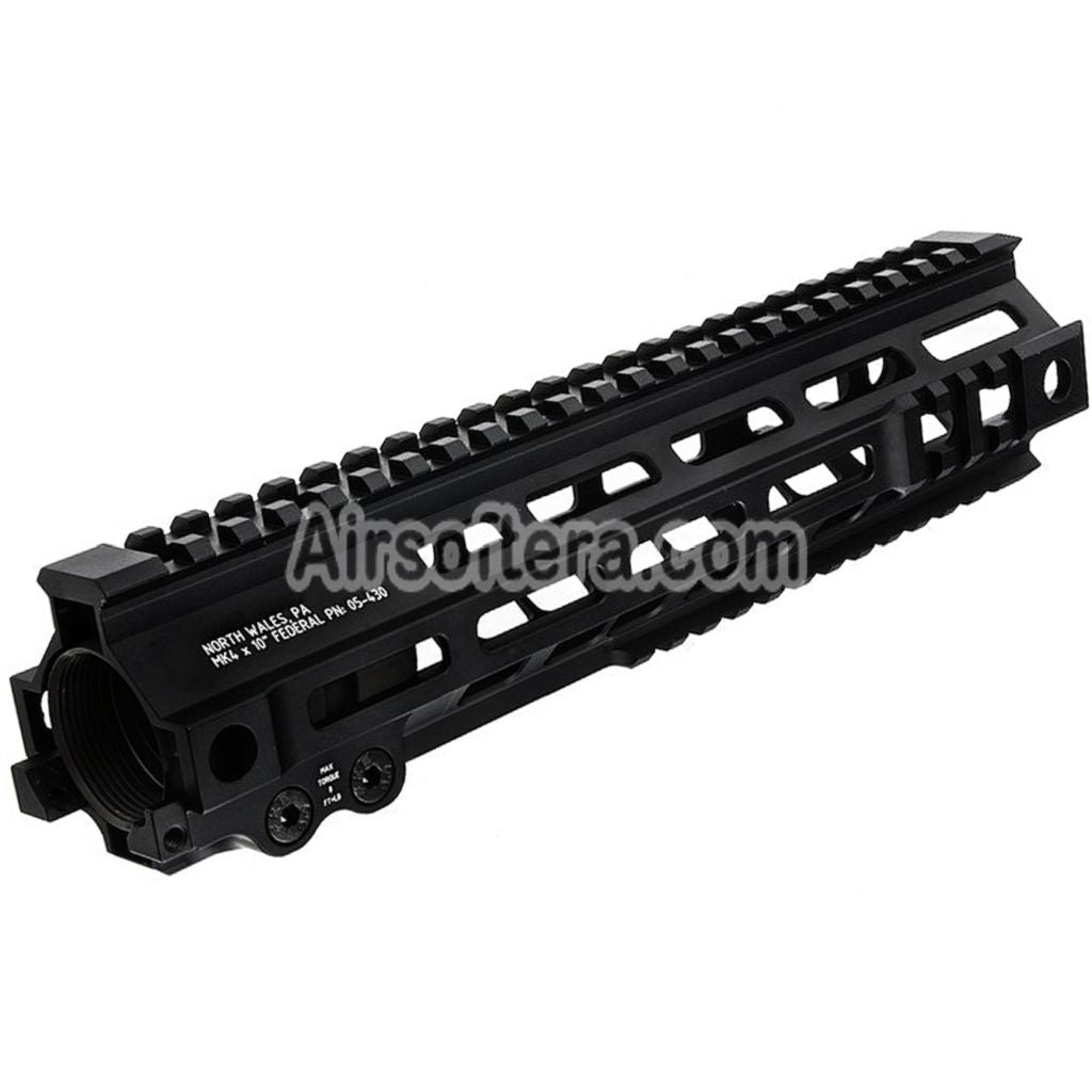 Airsoft Z-Parts Aluminum 260mm 10" Inches MK4 M-LOK Handguard Rail System with Barrel Nut For Tokyo Marui M4 Series MWS GBB Rifles Black