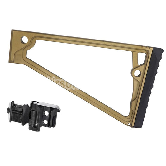 Airsoft 5KU 205mm Aluminum TS-8RP Triangle Stock with M1913 Adaptor For 20mm Picatinny Stock Adaptor Black