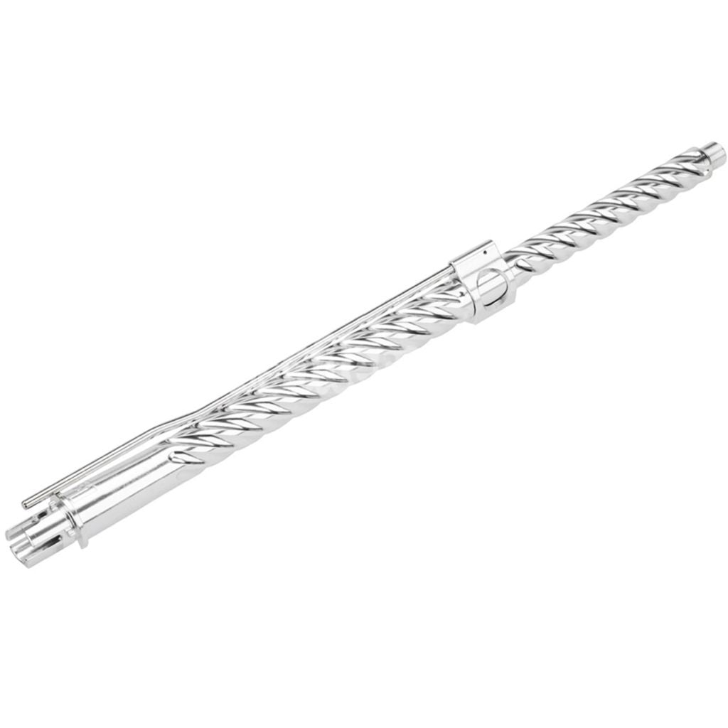 Airsoft APS EMG F1 16" Inches CNC Aluminum Spiral Fluted Outer Barrel -14mm CCW Counter-Clockwise Thread For APS EMG F1 Falkor PER ASR Series M4 M16 AEG Rifles Silver