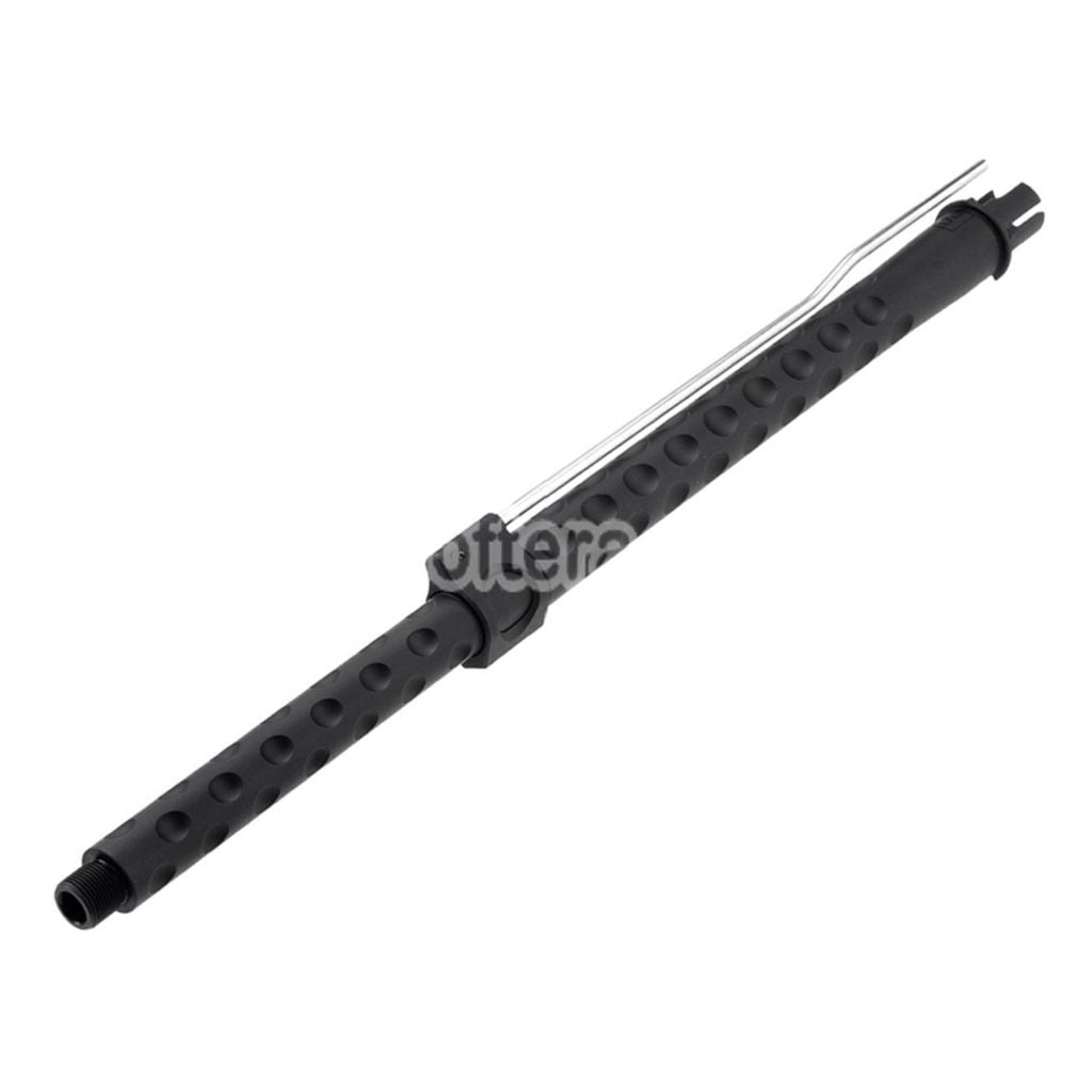 Airsoft APS EMG F1 16" Inches CNC Aluminum Spiral Fluted Outer Barrel -14mm CCW Counter-Clockwise Thread For APS EMG F1 Falkor PER ASR Series M4 M16 AEG Rifles Silver