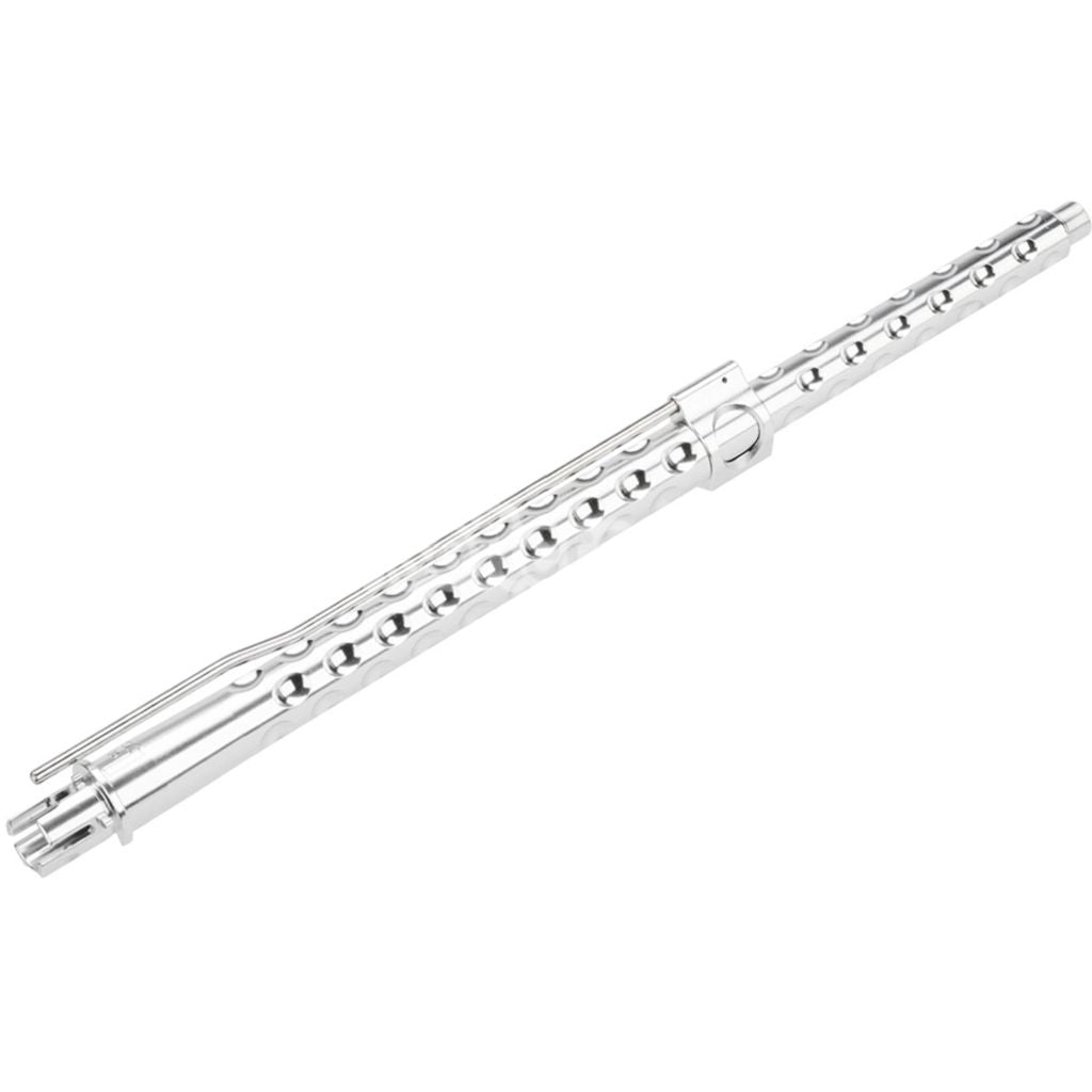 Airsoft APS EMG F1 16" Inches CNC Aluminum Dimple Fluted Outer Barrel -14mm CCW Counter-Clockwise Thread For APS EMG F1 Falkor PER ASR Series M4 M16 AEG Rifles Silver