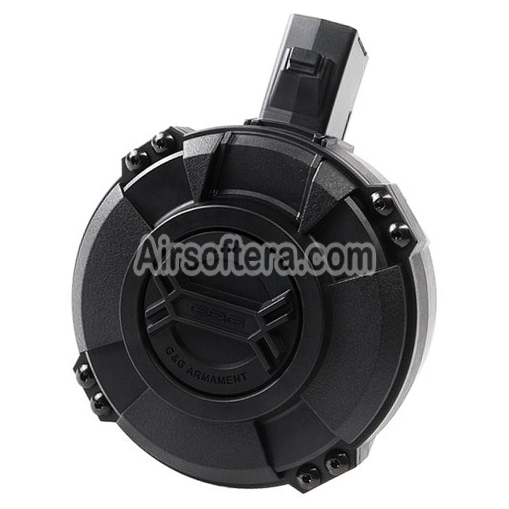 Airsoft G&G 1730rd Polymer Manual Winding Drum Magazine For G&G PRK9 Series AEG Rifles Black