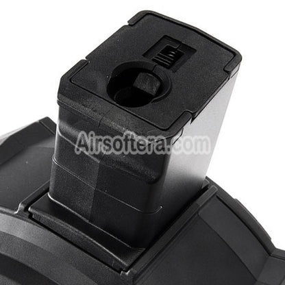 Airsoft G&G 1730rd Polymer Manual Winding Drum Magazine For G&G PRK9 Series AEG Rifles Black