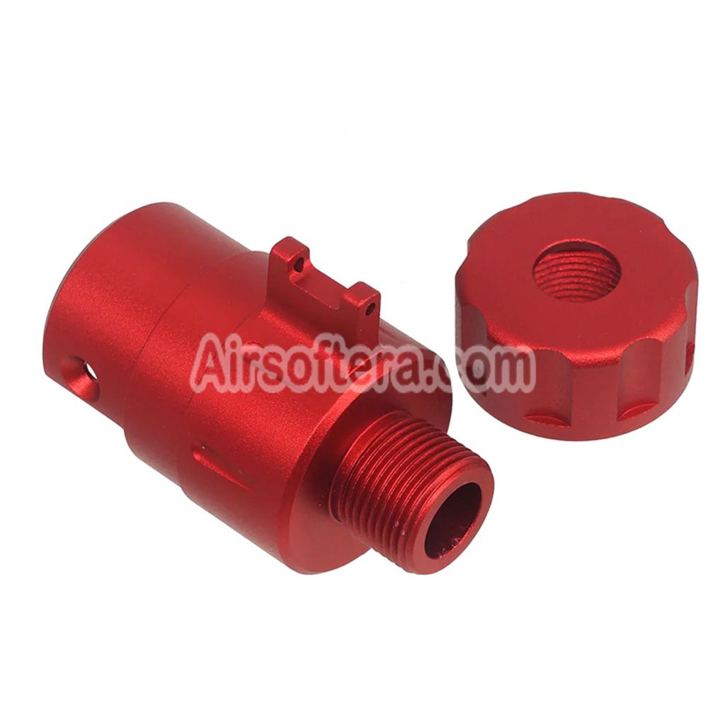 Airsoft 5KU CNC Aluminum Built-In Fiber Optic Front Sight Silencer Adaptor Kit -14mm CCW Counter-clockwise Thread For Action Army AAP01 GBB Pistols Red