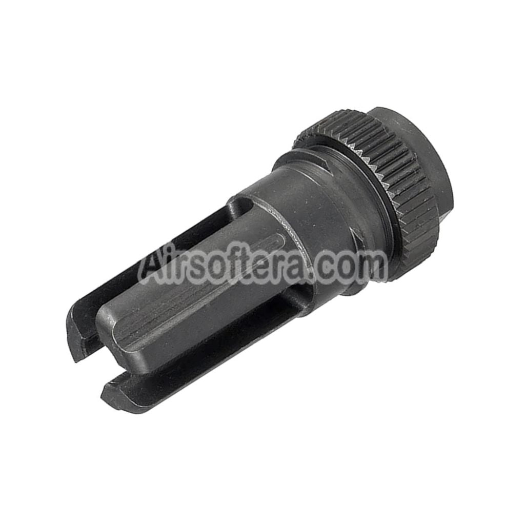 Airsoft 5KU 195mm AAC SR7 Style QD Suppressor Silencer with 3-Prong Flash Hider -14mm CCW Counter-clockwise Thread