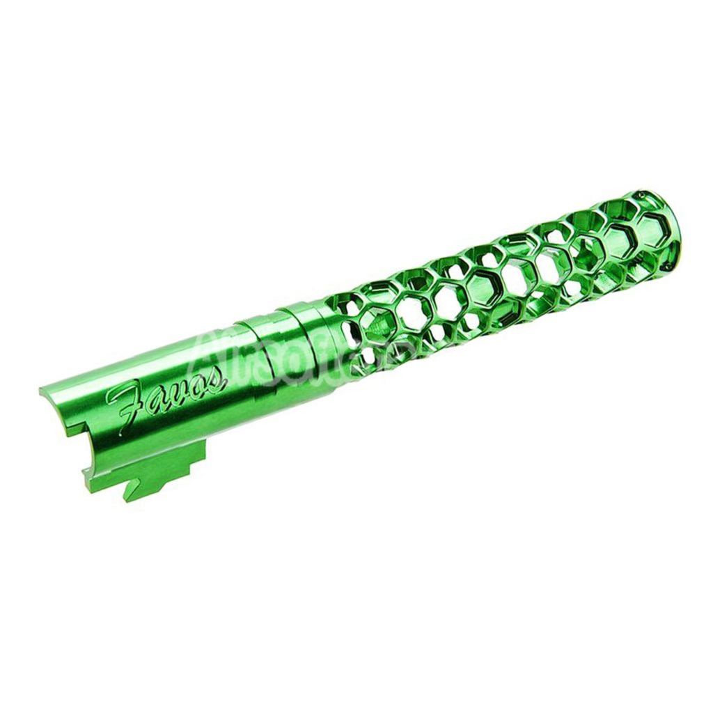 Airsoft Dr. Black CNC 6063 Aluminum 5" Inches 125mm Favos Style Outer Barrel +11mm CW For Armorer Works AW WE-TECH Tokyo Marui Hi-Capa 5.1 Series GBB Pistols Green