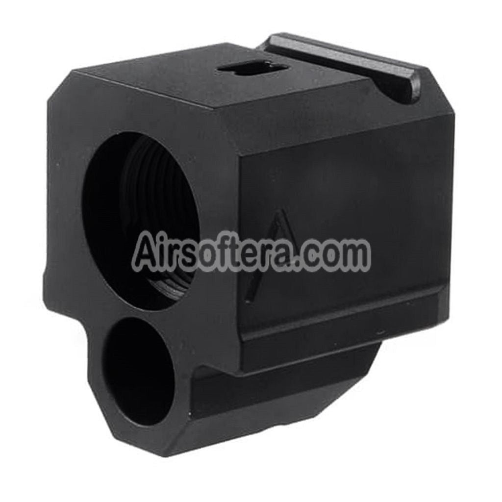 Airsoft RWA Agency Arms 417 Single Port Compensator -14mm CCW Counter-clockwise Thread For Elite Force UMAREX VFC WE (WE-Tech) G-Series GBB Pistols Black