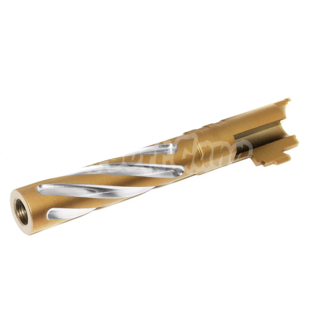 Airsoft 5KU 5" Tornado Style Spiral Outer Barrel +11mm CW for Tokyo Marui Hi-Capa 5.1 GBB Gold/Silver