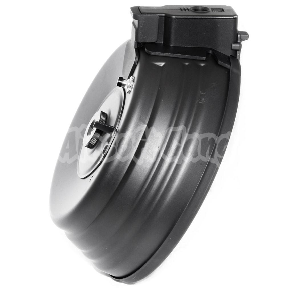 CYMA 2500rd Sheet Steel Sound Control Electric Drum Magazine For AK Series CYMA / APS / Jing Gong JG / Tokyo Marui AEG Airsoft Black