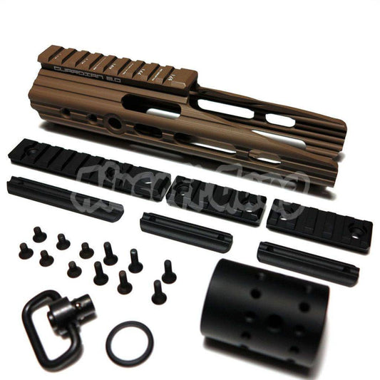 APS CNC Aluminum 8" Inches Guardian Rail System Handguard Set For Guardian M4 M16 Series AEG Airsoft Dark Earth