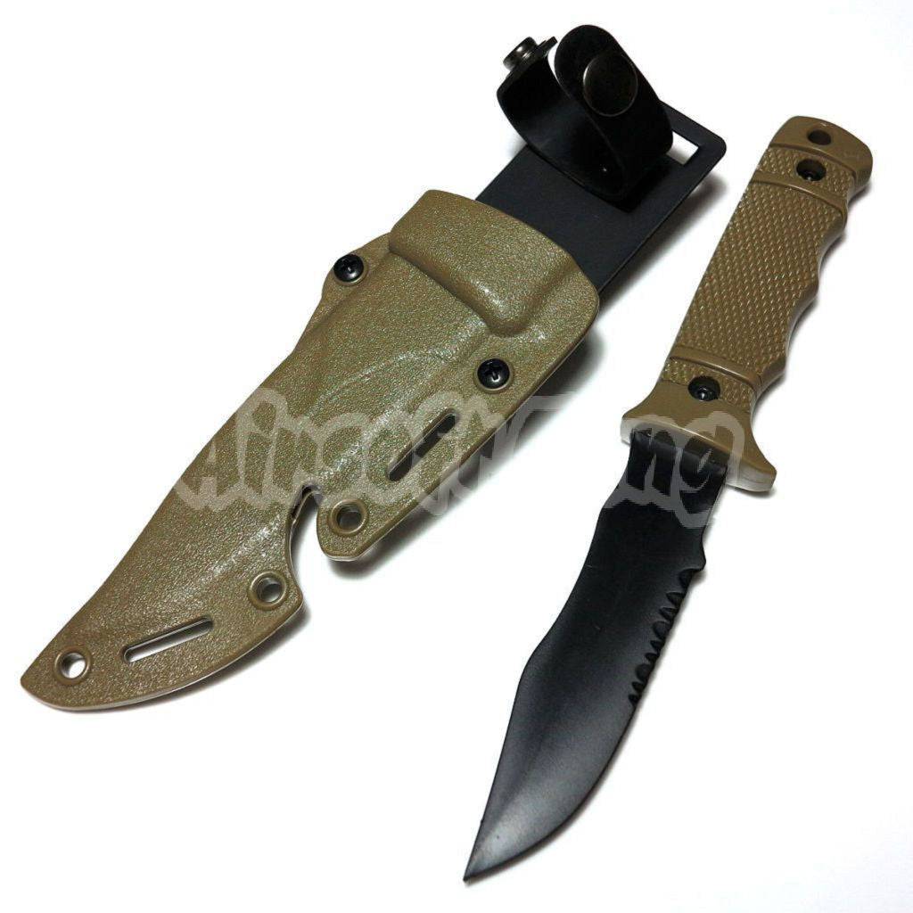 CYMA Plastic M37 Seal Pup Knife(Non-Sharp Soft Rubber Fake Knife) with Sheath Tan Brown