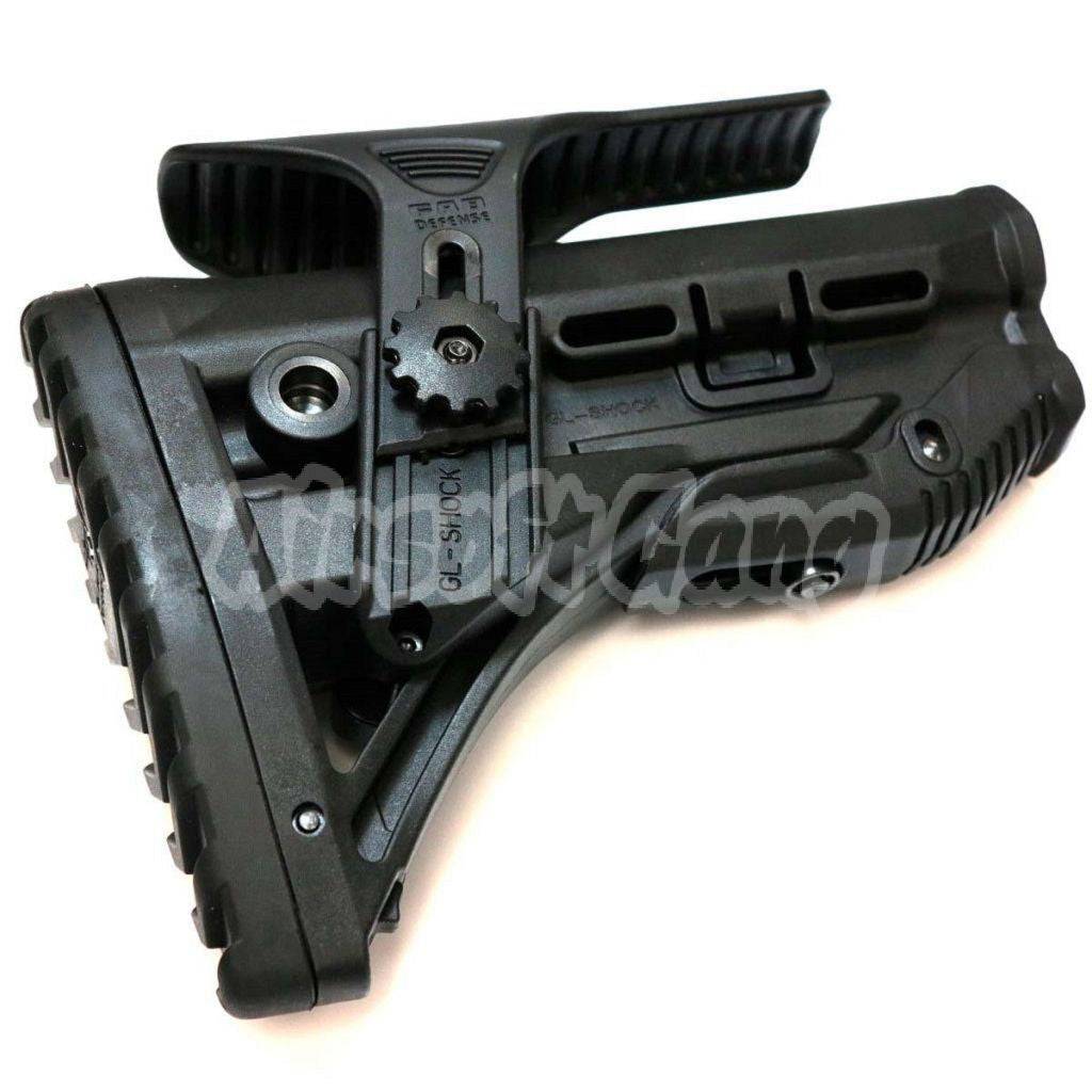 GL-Shock Style Recoil-Reducing Stock with Riser For M4 M16 AR Series AEG Airsoft Black