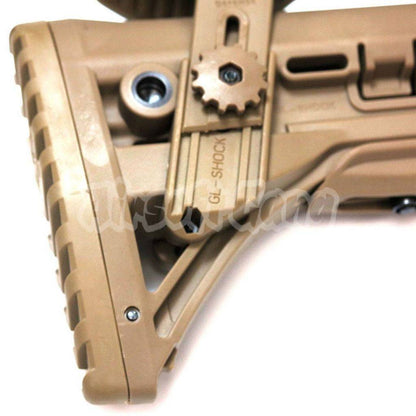 GL-Shock Style Recoil-Reducing Stock with Riser For M4 M16 AR Series AEG Airsoft Dark Earth