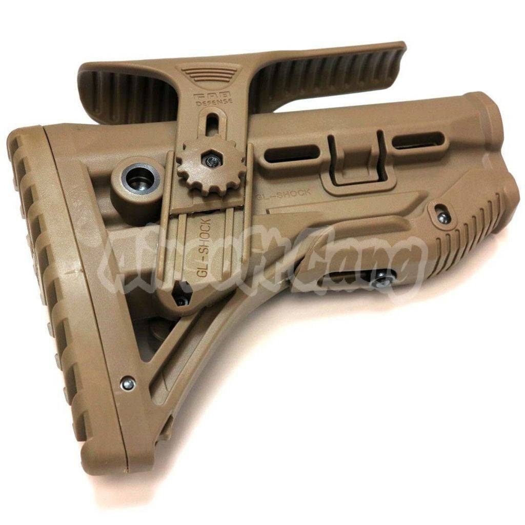 GL-Shock Style Recoil-Reducing Stock with Riser For M4 M16 AR Series AEG Airsoft Dark Earth