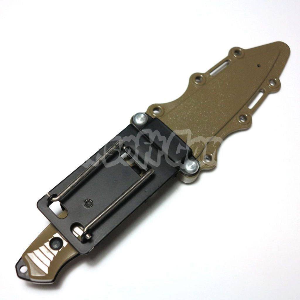 CYMA Plastic 141 Nimravus Tanto Knife(Non-Sharp Soft Rubber Fake Knife) with Sheath Tan Brown