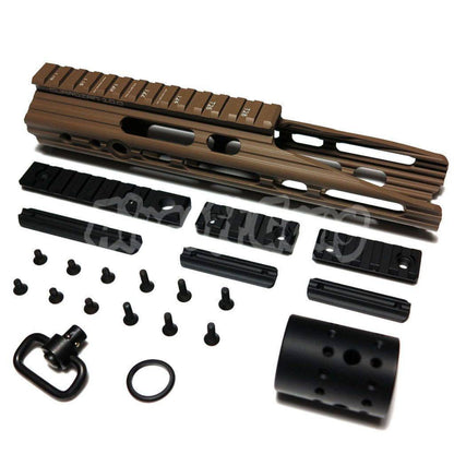 APS CNC Aluminum 10" Inches Guardian Rail System Handguard Set For Guardian M4 M16 Series AEG Airsoft Dark Earth