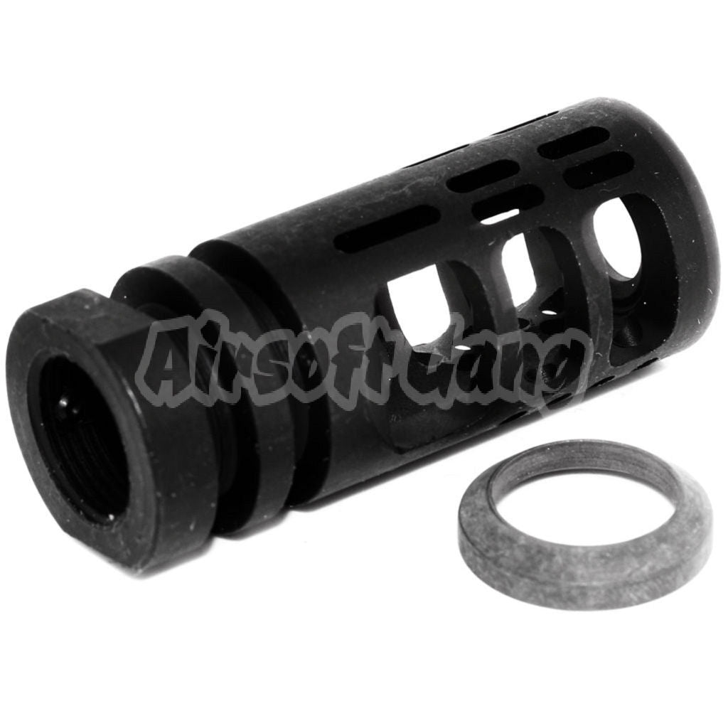 5KU Gamma 762 Type Metal Flash Hider For All -14mm CCW Threading Rifle Black