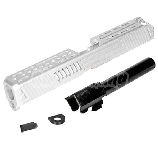 5KU CNC Aluminum Slide and Barrel Kit For Tokyo Marui G17 (Type 4) Silver