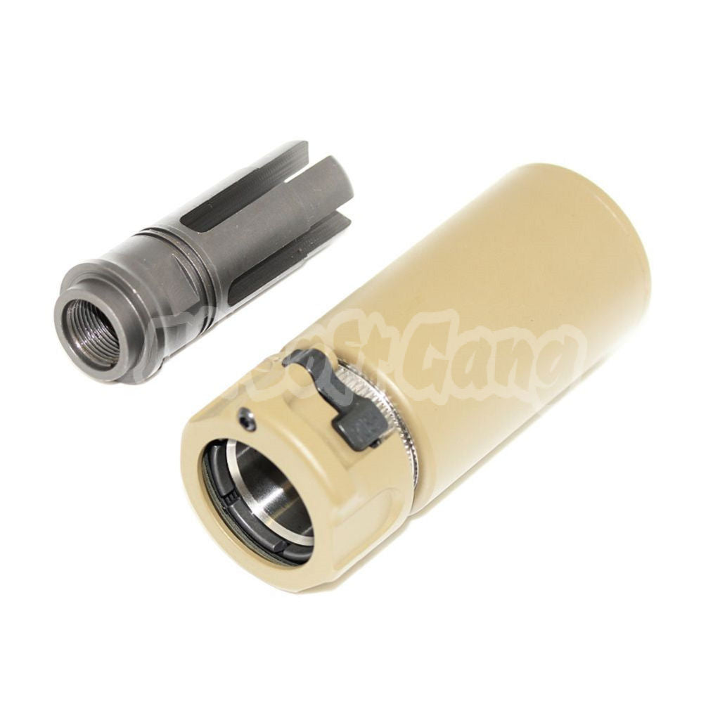 5KU QD Mini Suppressor Silencer with -14mm CCW Flash Hider Dark Earth Tan