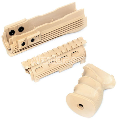 Airsoft CYMA Upper Lower Rail Handguard Pistol Grip Set For AK47 Series AEG Rifles Tan