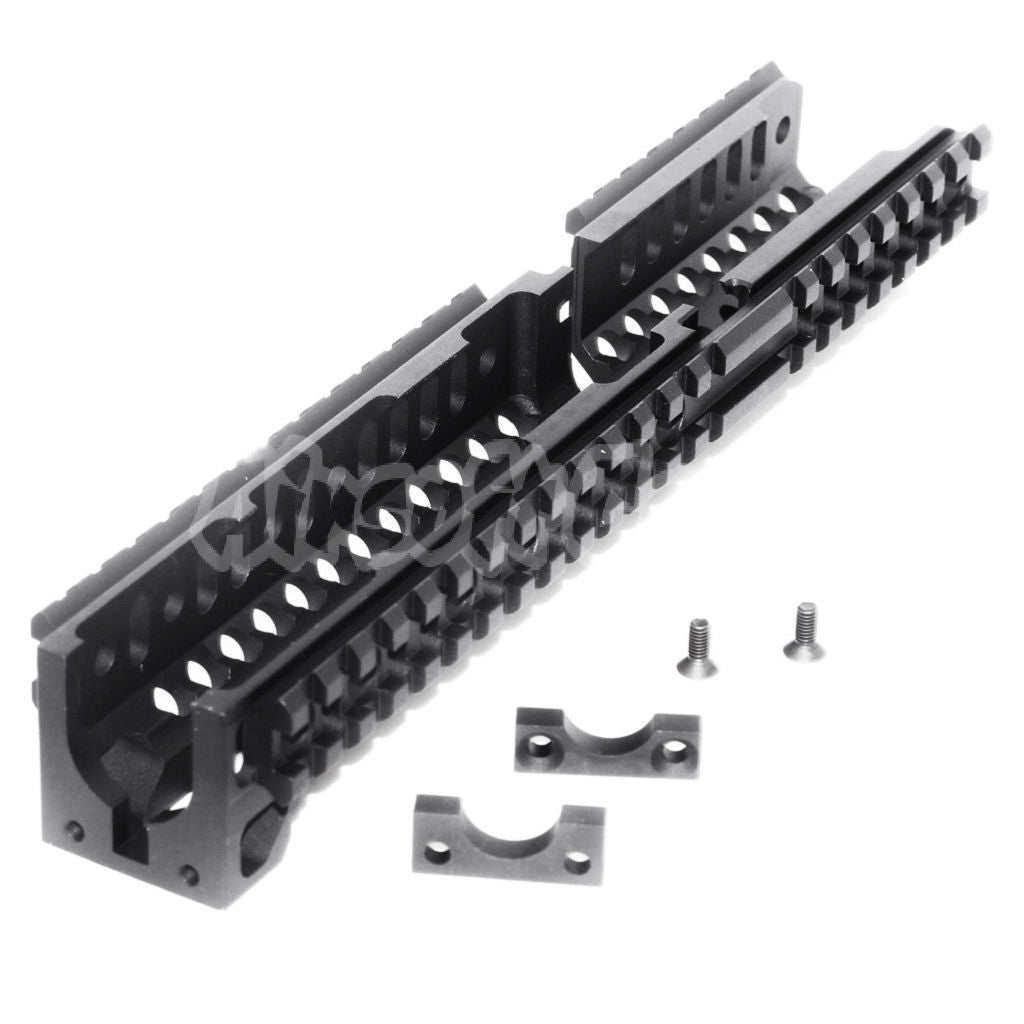 5KU CNC Aluminum 254mm B30 Style Long Lower Rail System Handguard For LCT GHK E&L Tokyo Marui AK Series AEG GBB Black