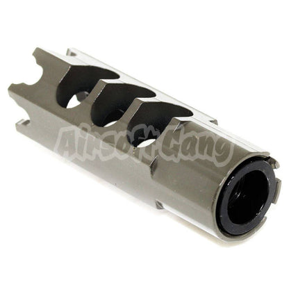 84mm DTK-1 Style Muzzle Brake Flash Hider with Adaptor For All -14mm CCW Threading Airsoft Rifle