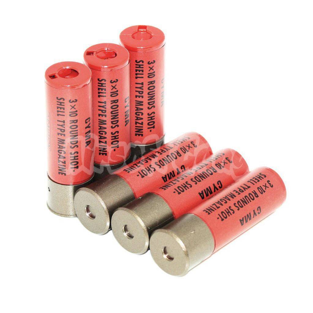 CYMA 6pcs (30rd each) Plastic Shotgun Shell Magazine with 6-Shell Holder Metal Carrier For CYMA Tokyo Marui M870 Shotgun Airsoft