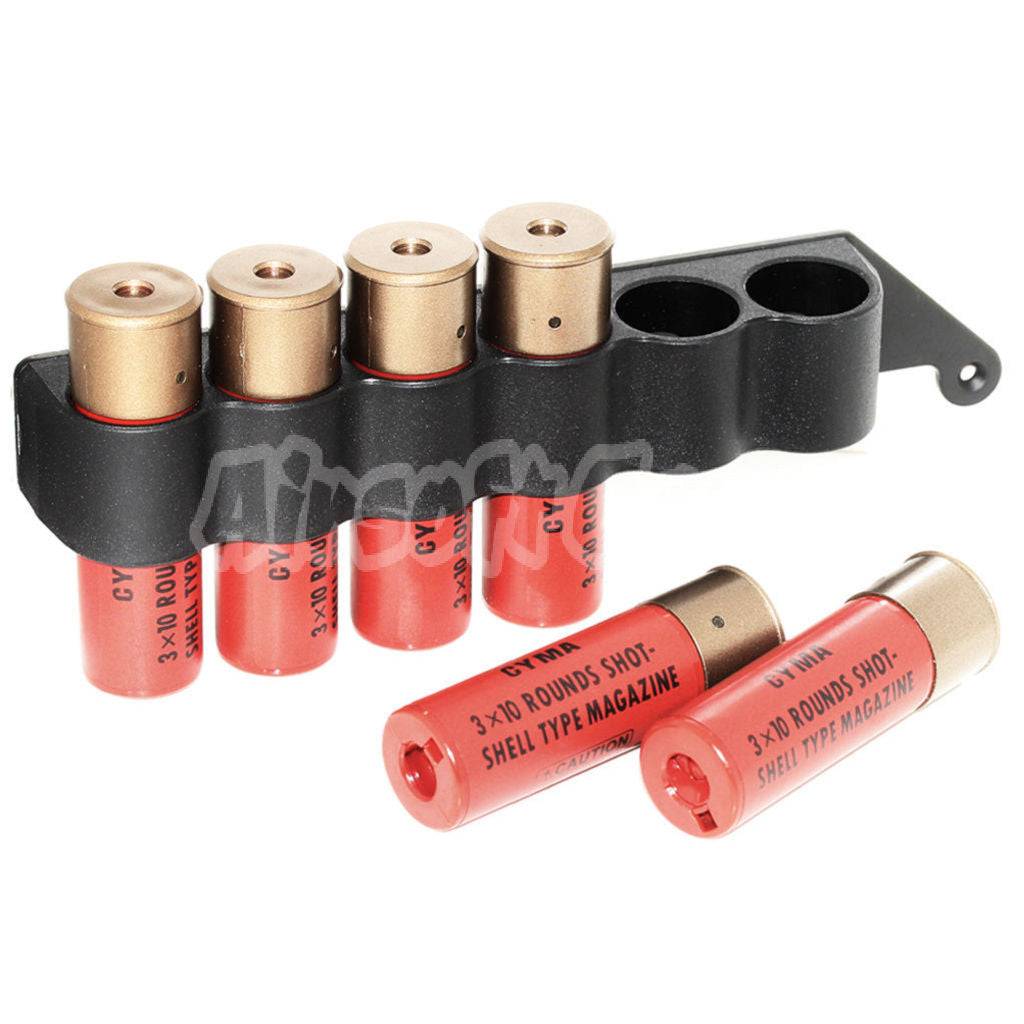 CYMA 6pcs (30rd each) Plastic Shotgun Shell Magazine with 6-Shell Holder Metal Carrier For CYMA Tokyo Marui M870 Shotgun Airsoft