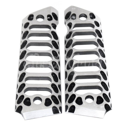 5KU CNC Cobra Skeleton Style Pistol Grip Cover For Tokyo Marui M1911 / M.E.U. / Army R27 R28 R29 Pistol Airsoft Black/Silver 2-Tone