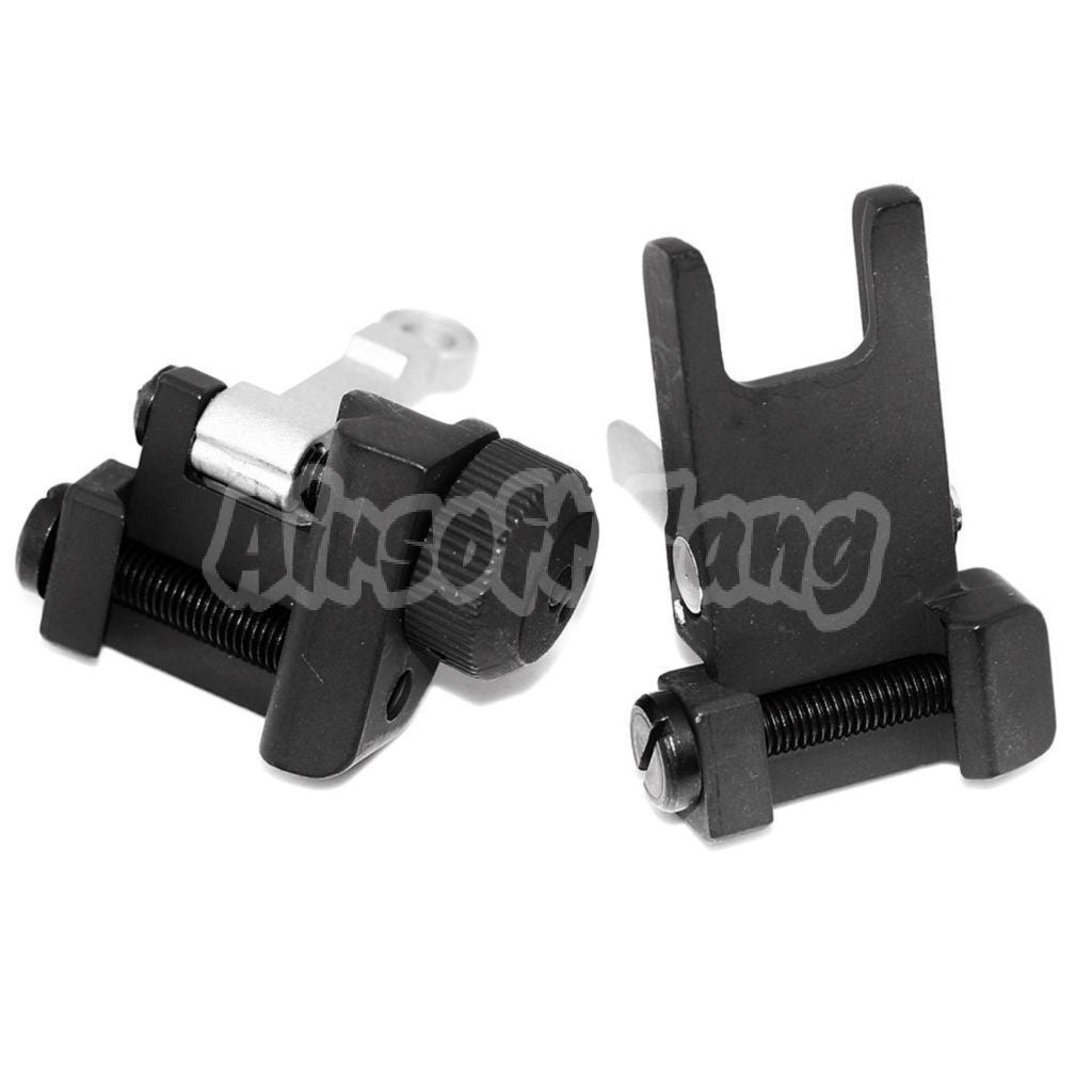 KAC Style 300M Metal Flip-Up Front Rear Sight Set For MK18 MOD-1 M4 M16 AEG Airsoft Black/Silver