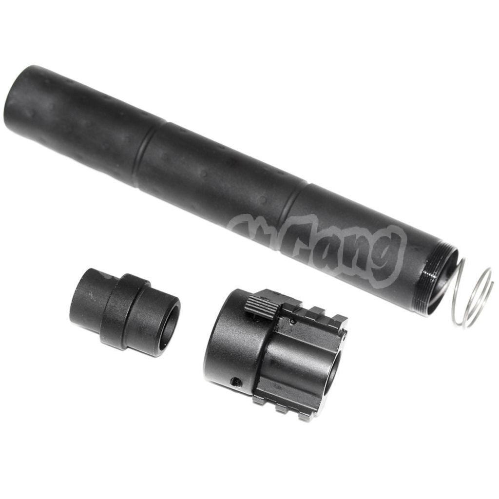 261mm CM072 SR25 Style QD Suppressor Silencer with Gas Block For AEG GBB Airsoft Rifle Black