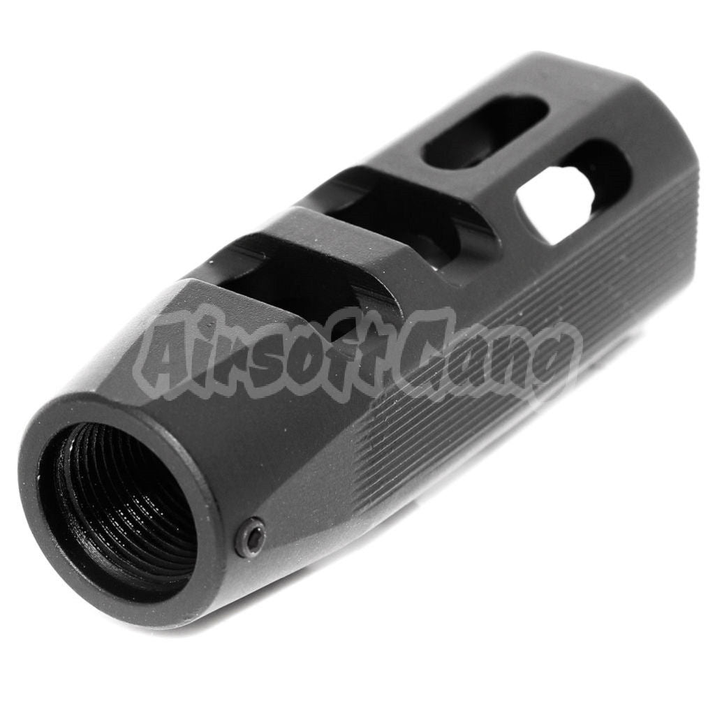 APS 62mm Evolution Tech Muzzle Brake Flash Hider 1.1 For All -14mm CCW Threading Airsoft Rifle Black