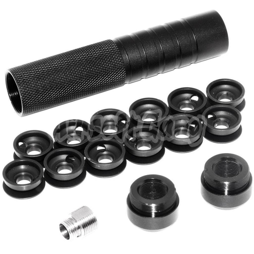 Airsoft 5.75" Noise Damping Bowl Suppressor Silencer with 12pcs Plastic Baffles Black