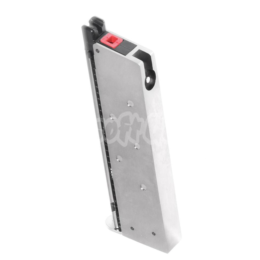 Armorer Works AW 16rd Gas Magazine for EMG SAI Red / AW NE Series / WE Single Stack 1911 GBB Pistol Airsoft Silver